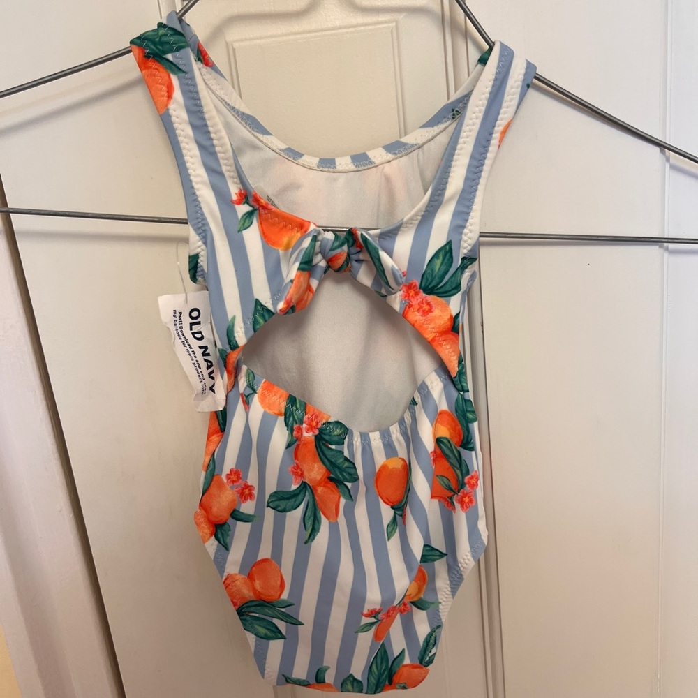 Old Navy Blue and Orange Floral Swimsuit
